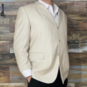 Linea Uomo Linen Blend Beige Double Vented Blazer Sport Jacket Size 46R